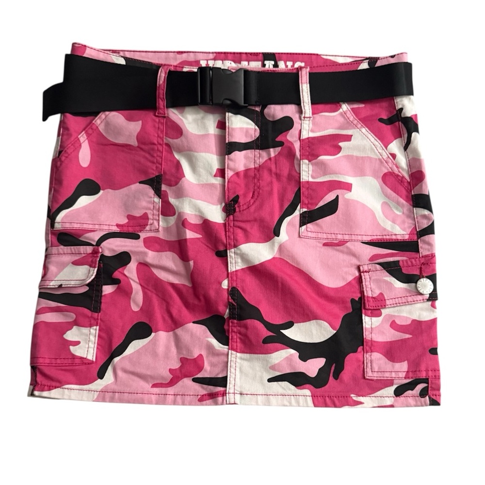 VIP Pink Camouflage Mini Skirt with Belt
